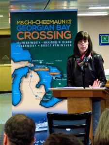 Owen Sound Transportation Company CEO Susan Schrempf  delivers the report on the Chi-Cheemaun’s marketing study on Tuesday of this week aboard the ferry.