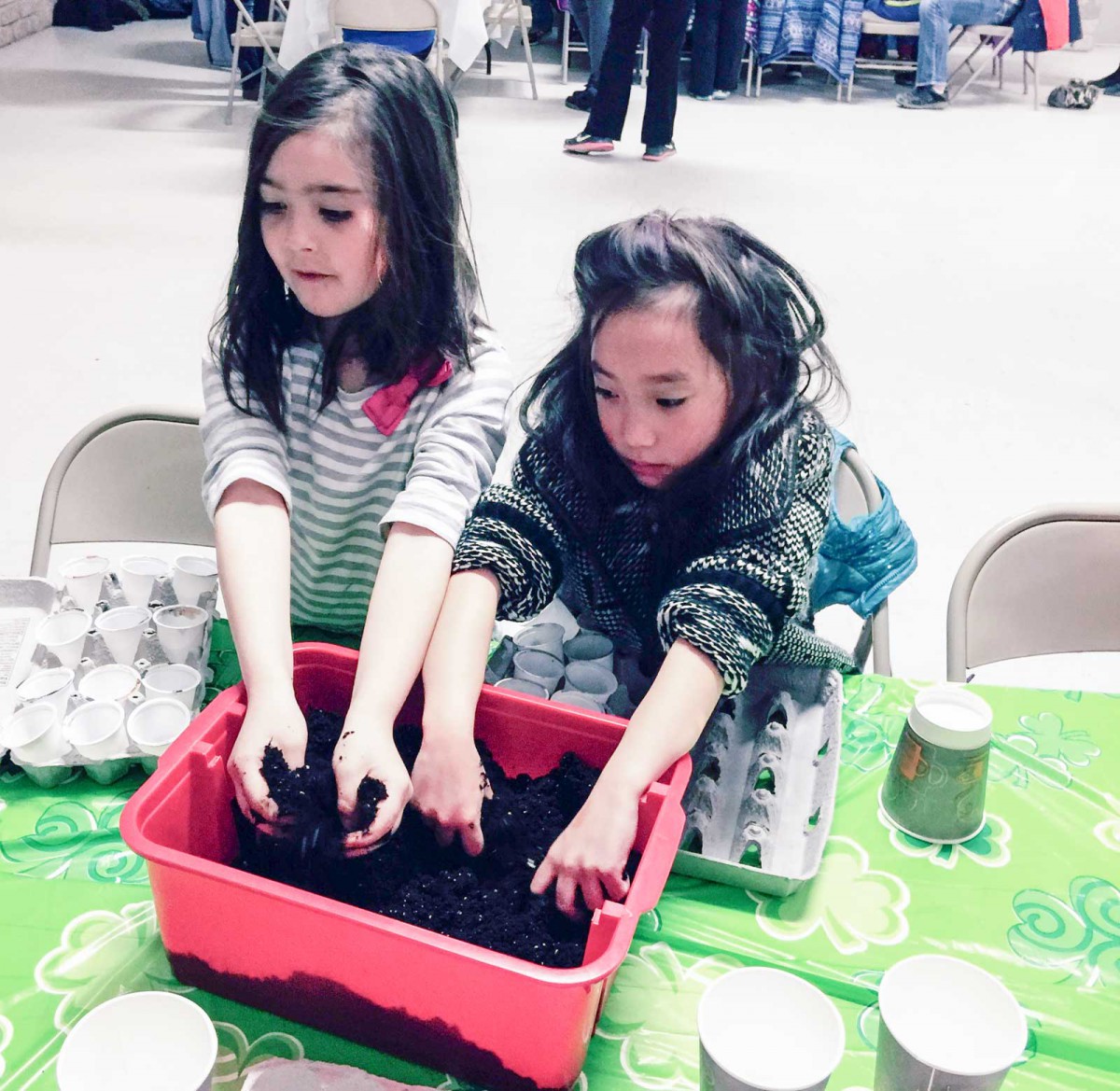 Children learned how to create their own gardens with egg cartons and recycled coffee pods.