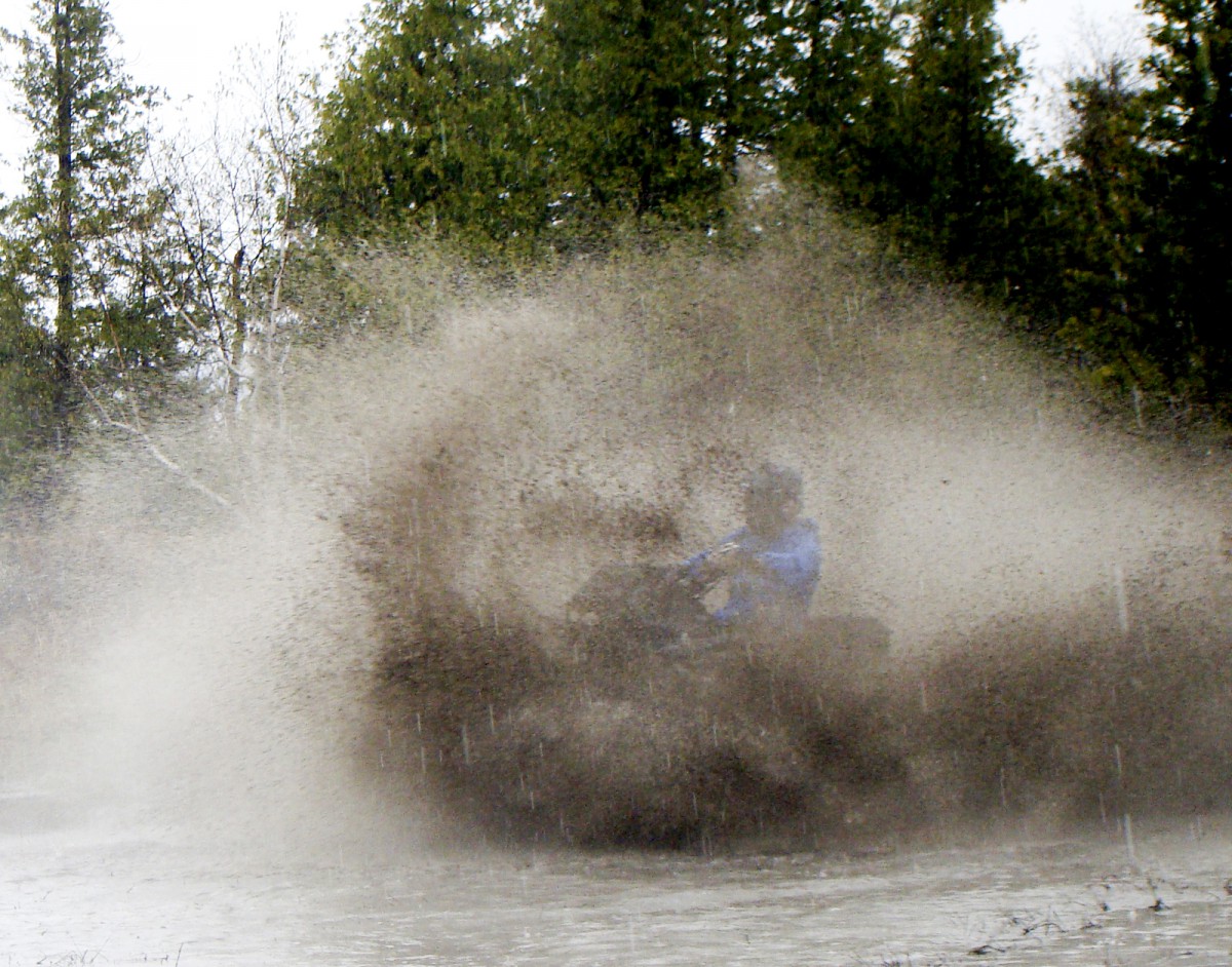 This rider didn’t let a little mud slow him down.