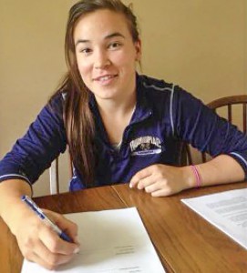 Kelly Babstock signs her name to a  contract with the NWHL Connecticut Whale.