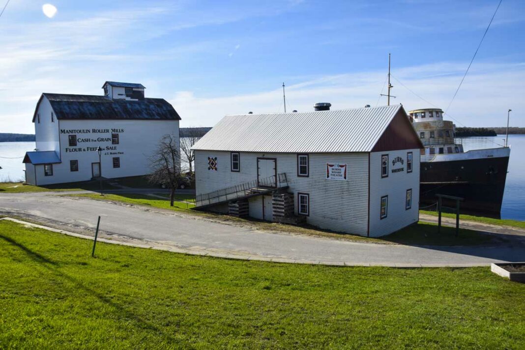 The Burns Wharf Theatre Players’ original home, the Burns Wharf, centre, has remained vacant since 2013. Expositor file photo