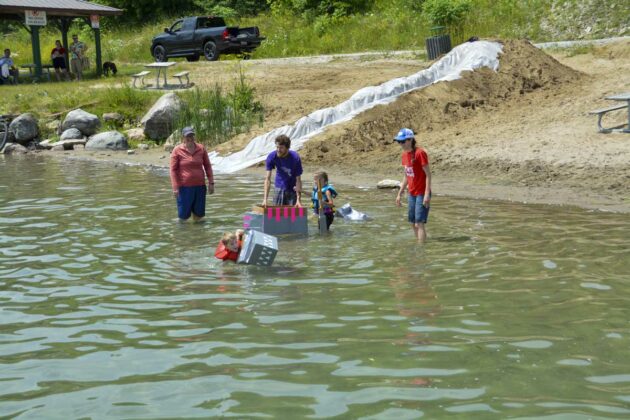 The Manitowaning cardboard boat races is always a crowd-pleaser.