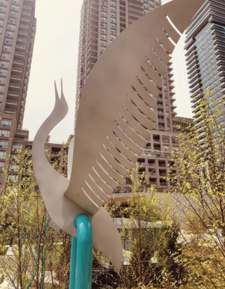 A swan makes us part of the sculptures of the Dr. Lillian McGregor Park. photo courtesy City of Toronto