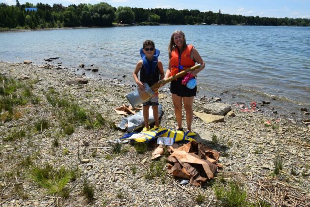 The Titanic award winners with the remains of their vessel.