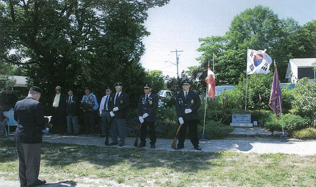 Korean war veterans Raymond Corbiere, Bill Martin and Rev. Red Butler were present for the ceremony. photos by Monique Barnes