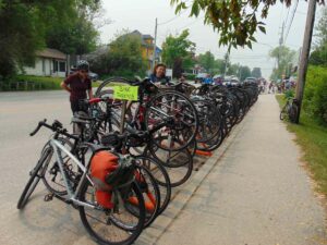 Lines of bicycles harken back to the days of horse lined streets, but without the byproducts.