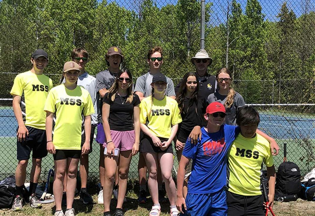 In the photo, from left, are: kneeling, Ian McCauley, Keannu Bisschops; middle row, Grace Pennie, Abby Hawke, Tessa Merrylees, Aspen Debassige and Emery Watson; back row, Jack Pennie, TJ Green, Eli Lock, Andrew Rose and coach Chris Theijsmeijer. Absent from photo is Ava Corbiere.