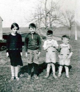 From left, Madeline, Marvin, Murchie and Harry in Arthurette, New Brunswick  circa 1940.