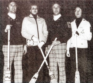 John and Glenda with the Eatons at the Northern Ontario Mixed Playdown bonspiel in 1976.