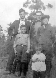 Left to right, Austin, Bid, Arnold, Elmer and, at the front, Clarence in the early 1920s.