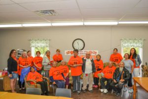 Elders and community members gathered to honour Orange Shirt Day at the Elders Centre in Aundeck Omni Kaning. photo by Robin Burridge