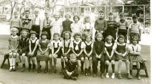 Petra Wall is the fourth student from the right in the first row of girls at the public school in Toronto.