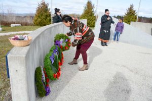 A wreath is laid in honour of Wilfred L. Cywink, a WWII and Korean War trooper. photos by Alicia McCutcheon