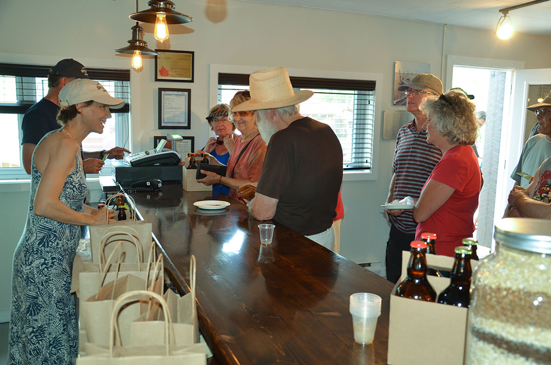 Crowds were lined up at the counter and sales of the company’s two signature brews were so brisk during the opening ceremonies that customers had to be limited to four 500 milliliter bottles, two Copper Lager and two Hawberry Ale. That restriction has since been lifted, but the retail store is closed until July 31 to replenish stocks. 