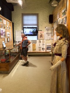 The Dodge exhibit at the Old Mill Heritage Centre featuring a gown worn by Laurine Dodge.