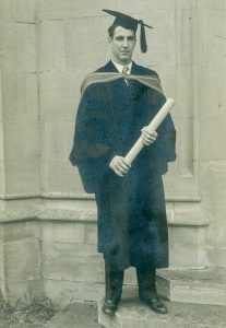 Dr. Ken Tipper poses with his certificate following his graduation from Veterinary College at the University of Guelph.