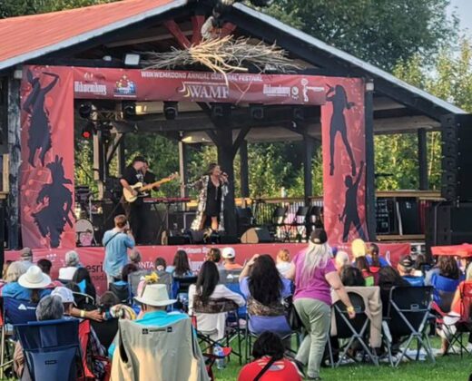 Hometown favourite blues lady Crystal Shawanda takes to the stage during the Wiikwemkoong Arts and Music Festival held concurrent with the cultural festival. photo by Wiikwemkoong Tourism