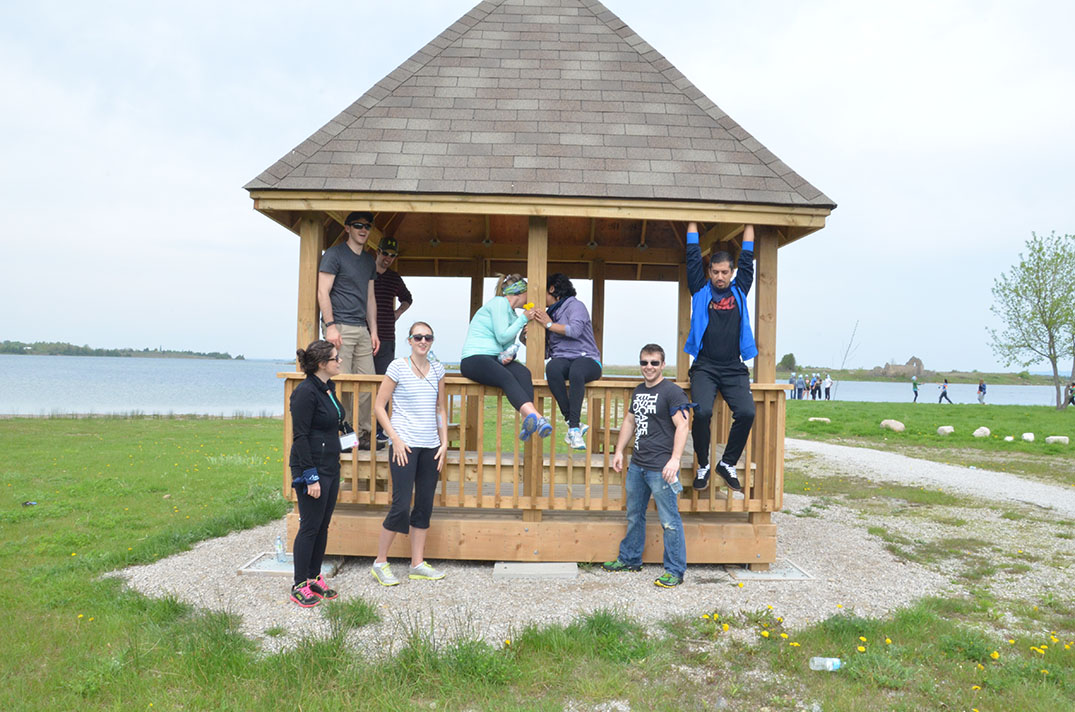 Northern Ontario School of Medicine students ham it up at the  gazebo at Low Island. photos by Michael Erskine