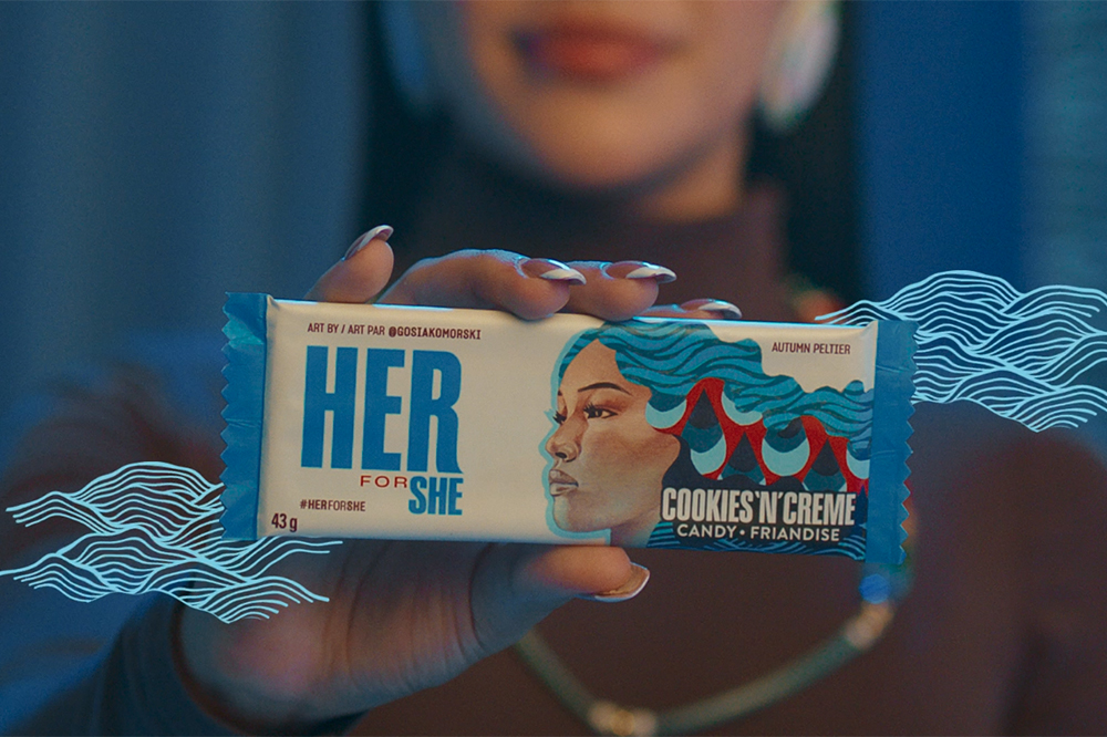 Autumn Peltier of Wiikwemkoong Unceded Territory is one of five women being recognized by Hershey Canada on limited edition chocolate bar wrappers.