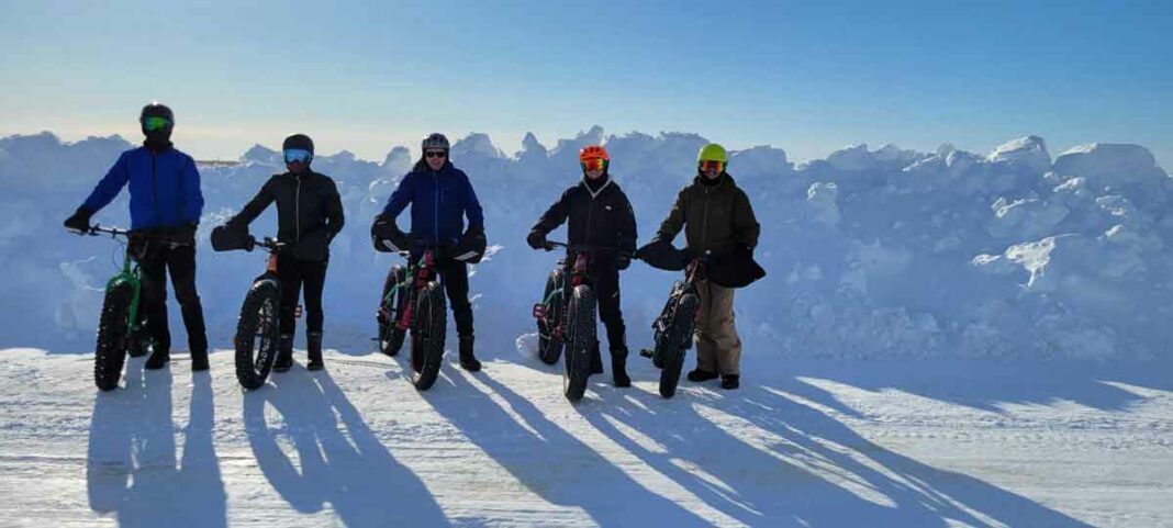 The OPP Cycling Team, which included, right, Manitoulin OPP Constable Steve Redmond, pause for a photo as they took part in the James Bay EPIC Fat Bike Ride.