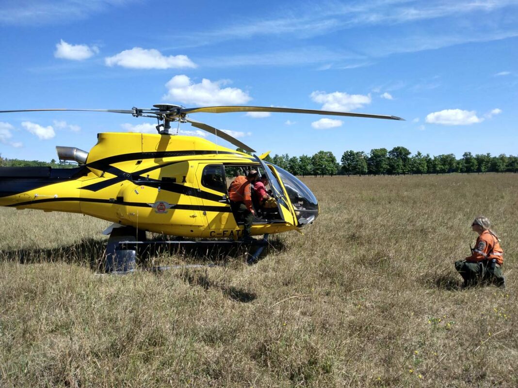 Employees with the Ministry of Natural Resources and Forestry fire crew were on the scene of a forest fire on Scott Road off Union Road to assess the situation and help locate the exact location of the fire in the thick, dense forest.