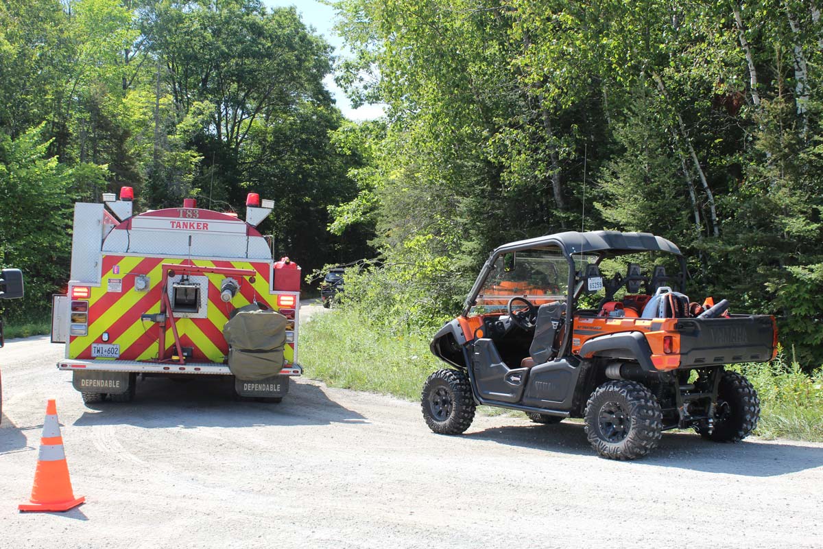 The Scott Road access off of Union Road was blocked off as firefighters battled a forest fire this past Saturday.