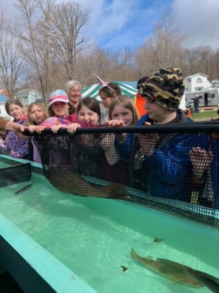 That is one big fish! The Little Current Fish and Game Club had close to 200 Grade 4 students from seven elementary schools on Manitoulin Island and Birch Island visit the club’s hatchery last week.