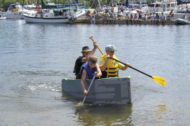 The ‘Silver Bullet’ team won the family division at the carboard boat regatta. The team included Jeremy, Logan and Kier Kingsbury of Ottawa.