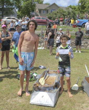 The new ‘Titanic’ award for the most spectacular sinking went to Will and Jack Alexander. Notice whats left of their boat on the ground.