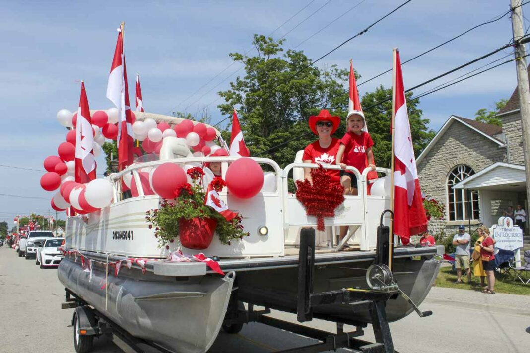 This float sailed on through the Homecoming parade, along with its riders.