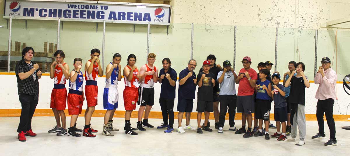 Several indigenous youth from around Manitoulin took part in the first class of the Top Glove Boxing program in M’Chigeeng last Friday. Facilitating the program is Sudbury boxing legend Gordon Apolloni. 