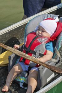 No doubt this youngster was one of the youngest participants in the Meldrum Bay Poker Paddle event. photo by Paul McAllister