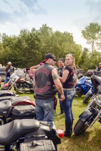 Rallygoers stopped for some social time in Providence Bay.