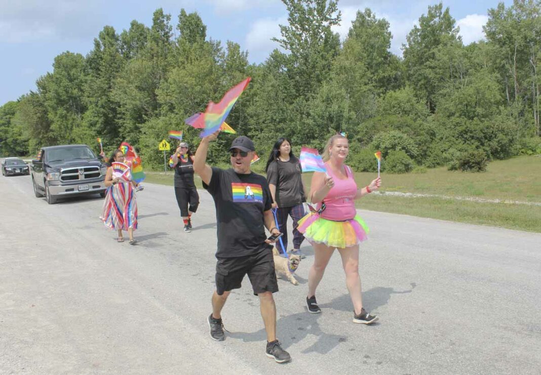 Along with the floats in the Pride parade, there were many walkers taking part.